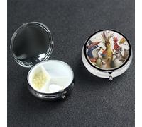 Mini Metal Pill Organizer - 3 Compartment Travel Pill Box Lightweight Pocket Pill Case Animal Party Weekly Medication Casefor Vitamins and Medication