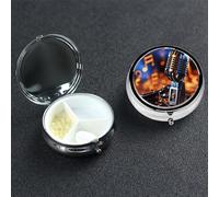 Mini Metal Pill Organizer - 3 Compartment Travel Pill Box Lightweight Pocket Pill Case Microphone with Music Notes Weekly Medication Casefor Vitamins and Medication