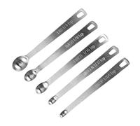 Mini Metal Spoon Set - Sizes 1/4 to 1/64 Teaspoon, Ingredient Scoop, Heavy Duty Culinary Hardware | Lab Science Project Scale Accurate Powder Mixing Ha