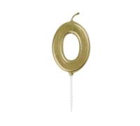 Mini Metallic Gold Number 0 Pick Birthday Candle (3cm x 11cm) - Elegant and Dazzling Party Decoration - Perfect for Birthday/Anniversary Events - 1 Pc