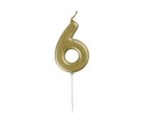 Mini Metallic Gold Number 6 Pick Birthday Candle (3cm x 11cm) - Elegant and Dazzling Party Decoration - Perfect for Birthday/Anniversary Events - 1 Pc
