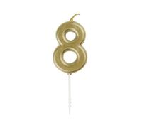 Mini Metallic Gold Number 8 Pick Birthday Candle (3cm x 11cm) - Elegant and Dazzling Party Decoration - Perfect for Birthday/Anniversary Events - 1 Pc