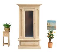Mini Meubles Maison De - Armoire 1:12 Échelle 17.3cm Avec Miroir | Furniture Miniature Bois, Garde-Robe Pour Fêtes Anniversaires Intérieur Exposition Collection