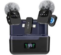 Mini Mic Lavalier Microphone for iPhone/iPad/Android, Mini Microphone Plug Play Professional Noise Reduction, 25 Hours Service Life, Lavalier Wireless Microphone for Videos, Vlog, YouTube, TikTok