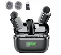 Mini Microphone for iPhone: Wireless Lavalier Microphones for iPhone/iPad/Android, 3 Mode Denoise, Noise Reduction Lapel Mic for Video Recording Vlogging, YouTube, Interview