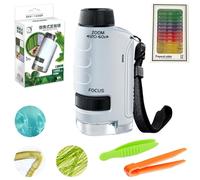 Mini Microscope for Kids, 60X - 120X Pocket Microscope for Children, Handheld Microscope LED Mini Scope Microscope with 12 Slides for Science Experiments Kids Preschool Microbiological Observation