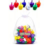 Mini Middle Fingers 200 Pack Colorful Flip the Bird Tiny Hands Gag Gift Adult Christmas White Elephant Stocking Stuffers Party Favors Office Prank Desk Decor