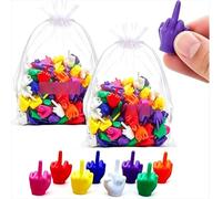 Mini Middle Fingers, 25/50/100 PCS Colorful Flip the Bird Tiny Hands Gag Gift Adult Christmas White Elephant Stocking Stuffers Party Favors Office Prank Desk Decor (200Pcs)