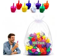 Mini Middle Fingers 50/100 Pack Colorful Flip the Bird Tiny Hands Gag Gift Adult Christmas White Elephant Stocking Stuffers Party Favors Office Prank Desk Decor (100pcs)
