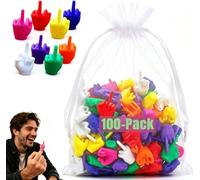 Mini Middle Fingers, 50/100 PCS Colorful Flip the Bird Tiny Hands Gag Gift Adult Christmas White Elephant Stocking Stuffers Party Favors Office Prank Desk Decor (100PCS)