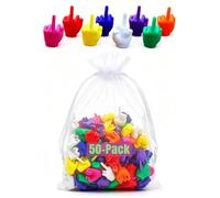 Mini Middle Fingers 50 Pack Colorful Flip the Bird Tiny Hands Gag Gift Adult Christmas White Elephant Stocking Stuffers Party Favors Office Prank Desk Decor