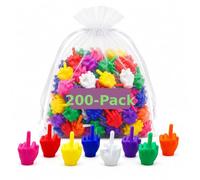Mini Middle Fingers 50 Pack, Tiny Hands Funny Gag Gift, Colorful Middle Finger Toys for Adults, Office Prank Desk Decor, White Elephant Christmas Stocking Stuffers Party Favors (200pcs)