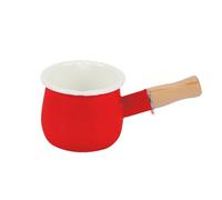 Mini Milk Pan Milk Pot Tea Coffee Egg Boiling Pot Enamel Milk Pan with Wooden Handle, 512ml Nonstick Saucepan Mini Butter Warmer (Red)