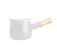 Mini Milk Pan Milk Pot Tea Coffee Egg Boiling Pot Enamel Milk Pan with Wooden Handle, 512ml Nonstick Saucepan Mini Butter Warmer (White)