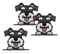 Mini Miniature Schnauzer Dog Iron Sew On Patch Cartoon Stickers Clothing Jackets Jeans Sweatshirts Hats Bags Backpack Embroidered Iron On Sew On Patch Applique (3 PCS.)