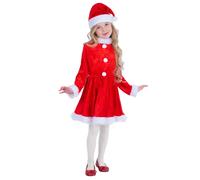 Smiffys Mini Miss Santa Costume, Red with Dress & Hat, Christmas Children's Fancy Dress, Santa Dress Up Costumes
