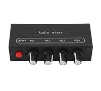 Mini Mixer, 4 Channel High Power 5X Amplifiers Stereo Line Sound Mixer Low Noise 3.5mm Interface Stereo Line Mixer for Guitars, Bass, Keyboards
