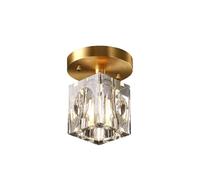 Mini Modern Crystal Chandelier Ceiling Lights, Modern Semi Flush Mount Ceiling Lamp, Small Brass Close to Ceiling Light Fixture for Hallway Entryway Living Room Kitchen Bedroom, JYLSSKUK, Gold