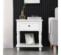 Mini modern white bedroom solid wood bedside table with storage drawers, multifunctional modern minimalist small bedroom wooden bedside table/storage cabinet - Nordic style ( Color : White , Size : 17