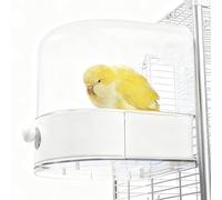 mini&moe Bird Bath for Cage, 4 in 1 Multifunction Birds House/Bath/Litter Box/Feeder Room, Bird Cage Accessories for Pet Birds Conure Budgies Cockatiels Lovebird,Finches, Parakeets, Mannikin, White