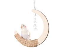 mini&moe Bird Swing Perch for Cage, Small Bird Perch Climbing Chewing Toy, Natural Wood Sturdy Hemp Rope Swings for Budgies, Cockatiels, Conures, Small Parakeets
