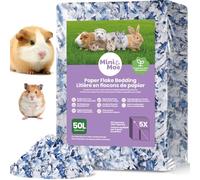 mini&moe Hamster Bedding: Dust-Free and Odor Control Moisture Absorbent Natural Paper Small Pet Bedding - for Guinea Pigs, Hamsters, and Rabbits, 50 Liters
