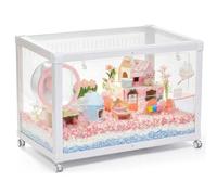 Mini&moe Hamster Cage - Large Rat Cage 31.5 Inch Chew Proof Small Animal Habitat with Removable Wheels, Acrylic Guinea Pig Cages for Dwarf Syrian Hamster, Gerbil, Mouse, Chinchilla, Reptile