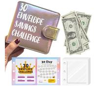 Mini Money Challenge Binder - Save $465 / $1000 in 1 Month with 30 Cash Envelopes & Budget Tracker, PU Leather Beginner Budgeting Kit Portable Cash Saving Book Gift, Yellow