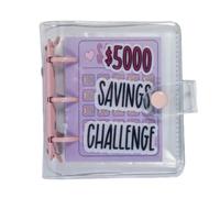 Mini Money Savings Challenge Binder, Money Saving Binder, Reusable Money Saving Wallet with Cash Stuffing for Planning, Fun & Easy Savings(pink-5000)
