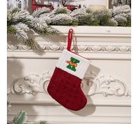 Mini Monogram Stocking Red Christmas Initial Letter Knit Stockings with Cuffs Cute Xmas Alphabet Decorations for Home Family Fireplace Hanging Gifts DIY Decor