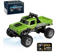 Mini Monster 1:64 Off-Road LED Alloy Racer, 3-Speed Modes, 2.4GHz Racing System, with LED Lights, Mini Rc Truck, for Ages 14+ Hobbyists and Collectors (Green)