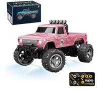Mini Monster 1:64 Off-Road LED Alloy Racer, 3-Speed Modes, 2.4GHz Racing System, with LED Lights, Mini Rc Truck, for Ages 14+ Hobbyists and Collectors (Pink)