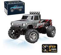 Mini Monster 1:64 Off-Road LED Alloy Racer, 3-Speed Modes, 2.4GHz Racing System, with LED Lights, Mini Rc Truck, for Ages 14+ Hobbyists and Collectors (Gray)
