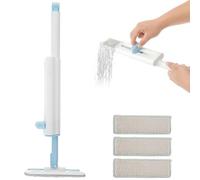 Mini Mop Microfiber Portable Self Wringing Sponge Mop Wash Free Cleaning Mop Self Squeezing Mop Flat Floor Squeeze Mop with 4 Replacement Cloth Pad for Kitchen Countertop Glass Windows (Blue)