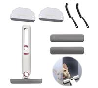 Mini Mop Set, 1 Pcs Self-Squeeze Sponge Mop with 2 Replacement Sponges, 2 Scrapers, and 2 Crevice Brushes, Portable Hand-Free Household Cleaning Tools for Desktop, Bathroom, Kitchens, Tableware, Glass