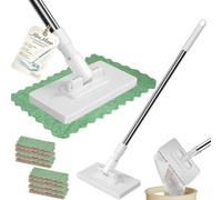 Mini Mop with Automatic Cloth Change, Press Clamp Wiping Mops, 100 cm Telescopic Handle for Tight Spaces, Floor and Wall Cleaning (1 mop+10 rag)