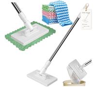 Mini Mopp For Changing Cloths, Mini Mopp with Automatic Cloth Change, Smash Mop with Pressure Clamp System, 100 cm Telescopic Stitch for Narrow Spaces, Cleaning Floor, Wall (1Mop+10Tuch)