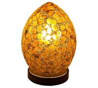 Mini Mosaic Glass Egg Lamp - Brown Flower Design
