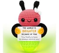 Mini Motivational Gift for Women, Handmade Crochet Light-Up Firefly for Friends, Mentors, Employees, Teachers, Leader Birthday, Christmas, White Elephant, Farewell, Cheer Up,Uplifting Desk Reminder