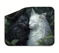 Mini Mouse Mat 11x9 inch, Mouse Mat Black Cat(3), Thick Anti-slip Rubber Base Waterproo Mousepad, Small Gaming Desk Mat, Keyboard Mat, Improved Precision and Speed, Home Travel,Gifts for Women t0s-661