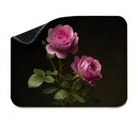 Mini Mouse Mat 11x9 inch, Mouse Mat Black Flower, Thick Anti-slip Rubber Base Waterproo Mousepad, Small Gaming Desk Mat, Keyboard Mat, Improved Precision and Speed, Home Travel,Gifts for Women t0s-642
