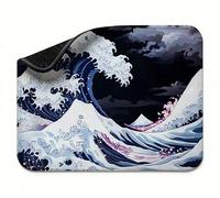 Mini Mouse Mat 11x9 inch, Mouse Mat Black Waves(4), Thick Anti-slip Rubber Base Waterproo Mousepad, Small Gaming Desk Mat, Keyboard Mat, Improved Precision and Speed, Home Office Travel t0s-769