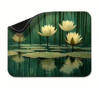 Mini Mouse Mat 11x9 inch, Mouse Mat Green Lotus, Thick Anti-slip Rubber Base Waterproo Mousepad, Small Gaming Desk Mat, Keyboard Mat, Improved Precision and Speed, Home Travel, Gifts for Women t0s-891