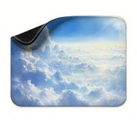 Mini Mouse Mat 11x9 inch, Mouse Mat White Blue Sky, Thick Anti-slip Rubber Base Waterproo Mousepad, Small Gaming Desk Mat, Keyboard Mat, Improved Precision and Speed, Home Office Travel t0s-818