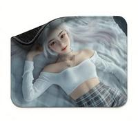Mini Mouse Mat 11x9 inch, Mouse Mat White Woman, Thick Anti-slip Rubber Base Waterproo Mousepad, Small Gaming Desk Mat, Keyboard Mat, Improved Precision and Speed, Home Travel, Gifts for Women t0s-746