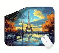 Mini Mouse Mat 13x10 inch, Mouse Mat Yellow Iron Tower, Thick Anti-slip Rubber Base Waterproo Mousepad, Small Gaming Desk Mat, Keyboard Mat, Improved Precision and Speed, Home Office Travel t0s-173
