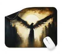 Mini Mouse Mat 15x12 inch, Mouse Mat Black Angel, Thick Anti-slip Rubber Base Waterproo Mousepad, Small Gaming Desk Mat, Keyboard Mat, Improved Precision and Speed, Home Travel, Gifts for Women t0s-11