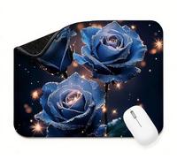 Mini Mouse Mat 15x12 inch, Mouse Mat Blue Rose, Thick Anti-slip Rubber Base Waterproo Mousepad, Small Gaming Desk Mat, Keyboard Mat, Improved Precision and Speed, Home Travel, Gifts for Women t0s-54