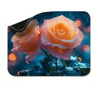 Mini Mouse Mat 15x12 inch, Mouse Mat Orange Color Rose, Thick Anti-slip Rubber Base Waterproo Mousepad, Small Gaming Desk Mat, Keyboard Mat, Improved Precision and Speed, Home Office Travel t0s-938