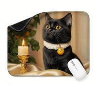 Mini Mouse Mat 24x16 inch, Mouse Mat Black Cat, Thick Anti-slip Rubber Base Waterproo Mousepad, Small Gaming Desk Mat, Keyboard Mat, Improved Precision and Speed, Home Travel, Gifts for Women t0s-33